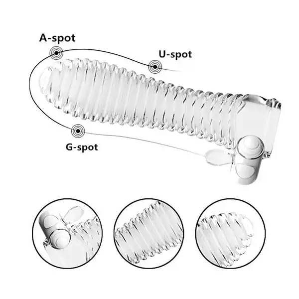 Reusable Crystal Vibration Extender Condom sleeve
