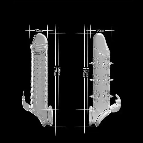 Reusable Crystal Delay Time Penis Sleeve Extender For Men