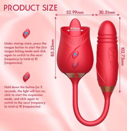 Multispeed Rose Clit Licking Vibrator With Dildo
