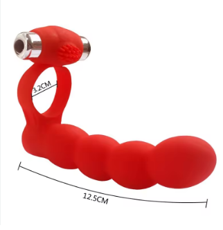 Silicone Double Penetrator Anal Sex Beads Butt Plug Cockring