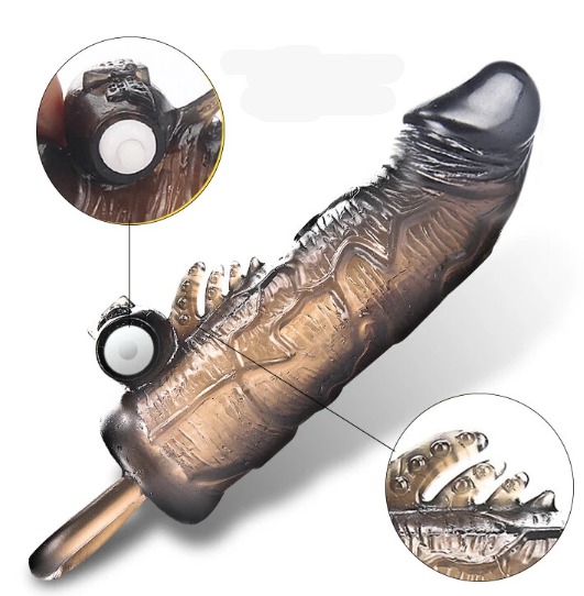 Black Penis Extender Sleeve Delay Ejaculation with vibration