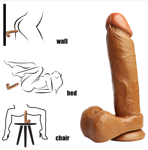 8 Inch Realistic Brown Dong Penis Dildo Vibrator