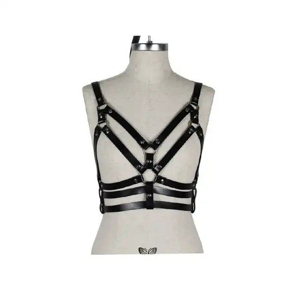 Sexy Chest Harness Leather Bandage Strappy Rave Bra for Women