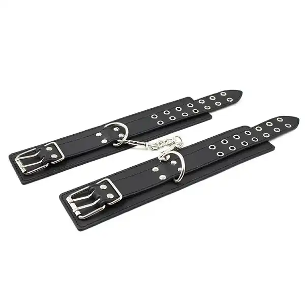 Fetish Black Leather Wrist Restraints Sexy Costume Cosplay Slave Hand Cuffs