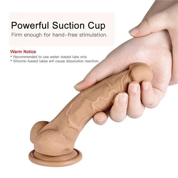 8 Inch Silicone Realistic Dildo with Powerful Suction Cup