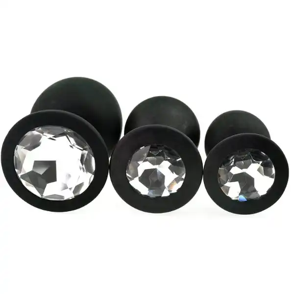3 Pcs 3 Size Silicone Jeweled Anal Butt Plugs Anal Trainer Toys