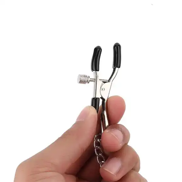 Slave Collar & Nipple Clamps Leather