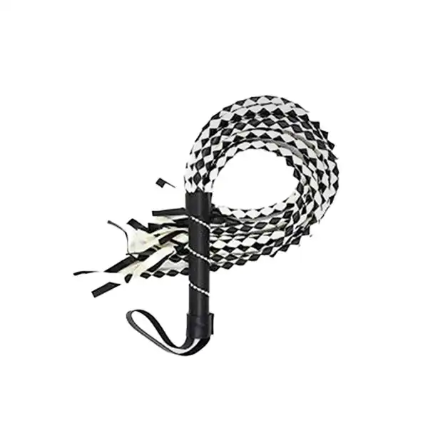 Soft Genuine Leather Flogger and Whips With Handle Floggers Black & White
