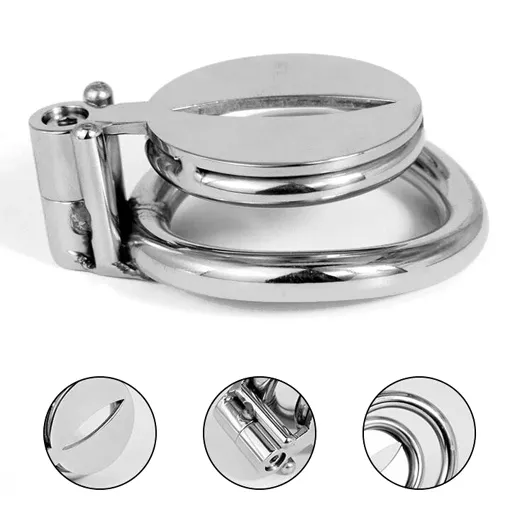 Stainless Steel Flat Chastity Cage Curve Ring Screw Locker