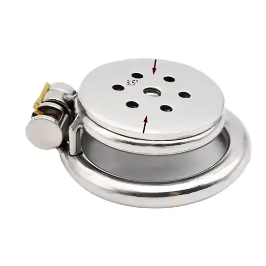 Stainless Steel Flat Chastity Cage With Urethral Penis Plug