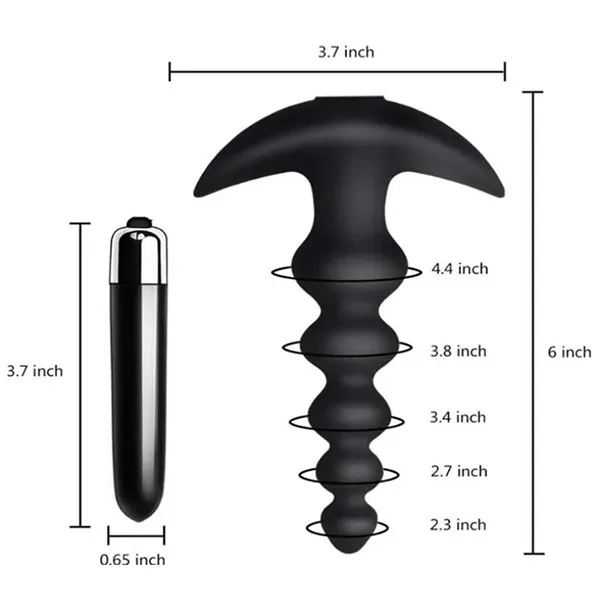 Vibrating Anal Beads Butt Plug Waterproof Bullet Vibrator for Men, Women and Couples