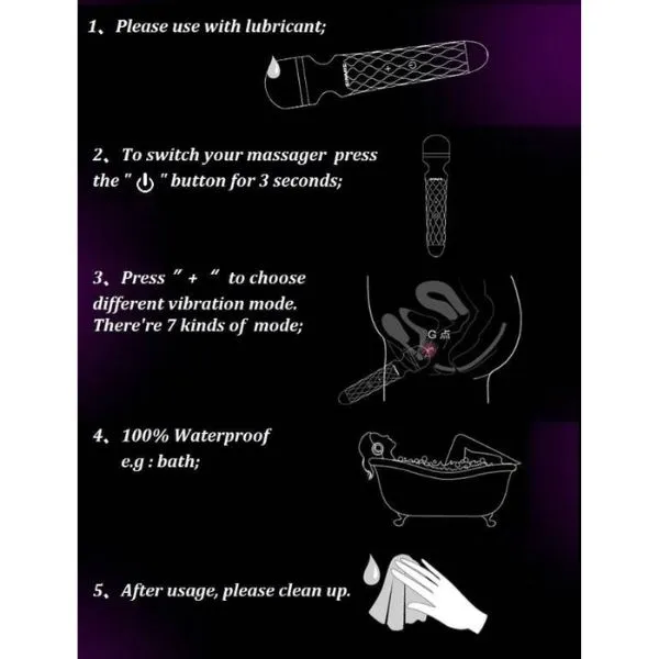 USB Rechargeable Multi Speed G-Spot Magic Wand Vibrator