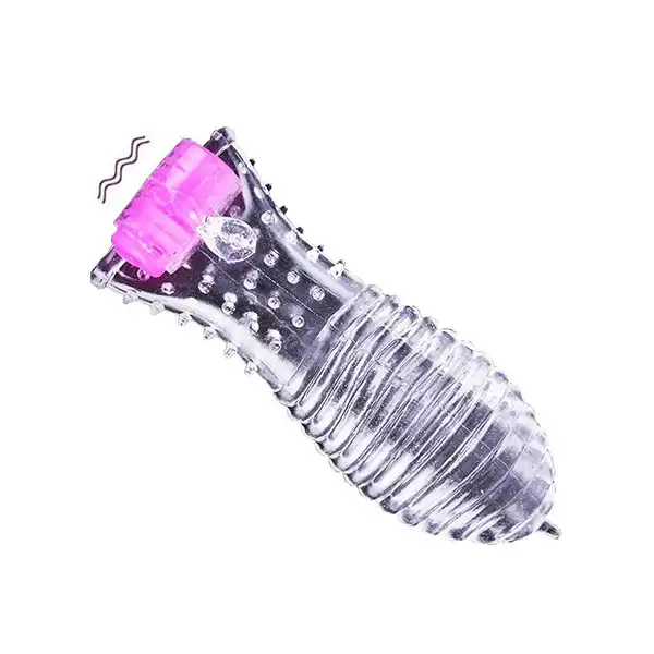 Wave Dotted Crystal Condom Sleeve with Vibration Mode