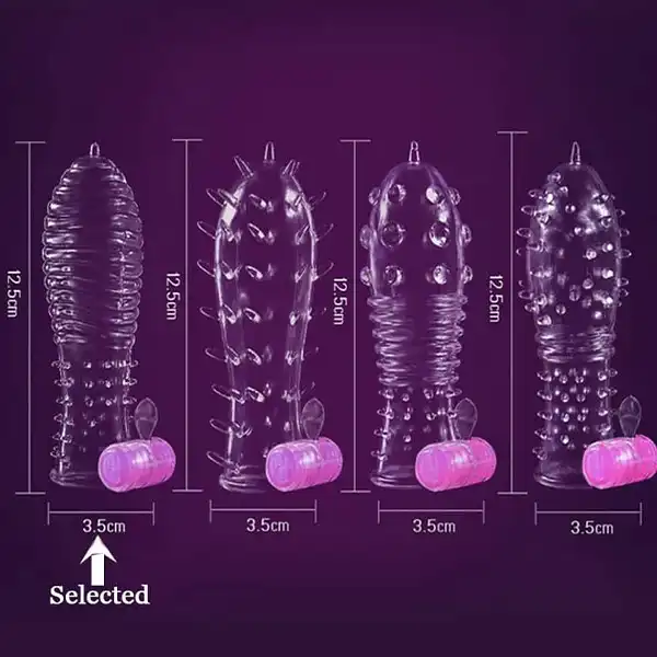 Wave Dotted Crystal Condom Sleeve with Vibration Mode