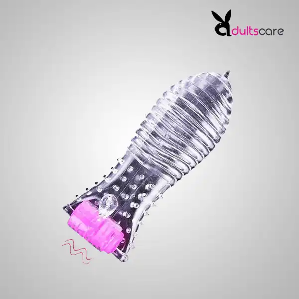 Wave Dotted Crystal Condom Sleeve with Vibration Mode