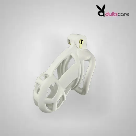 White Male Chastity Device with Adjustable 4 Rings