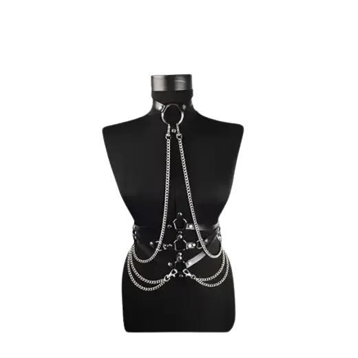 Women Sexy Leather Body Harness Bondage Chain Waist Belt Strap Corset Bustier