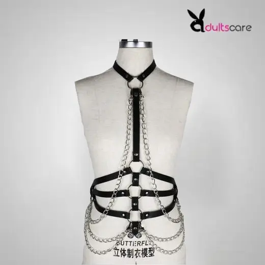 Women Sexy Leather Body Harness Bondage Chain Waist Belt Strap Corset Bustier
