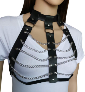 Leather Body Harness Chain Bra Bralette