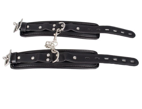 Black Leather BDSM Bondage Handcuffs