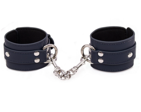 Black Leather BDSM Bondage Handcuffs