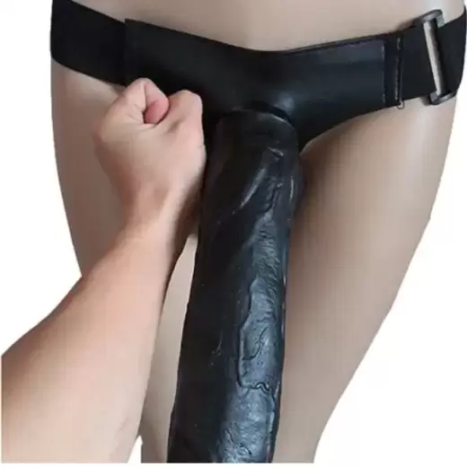 10 Inch Phantom Black Dildo Suction With Belt