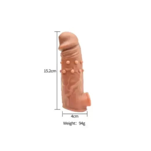 16cm Soft Silicone Penis Sleeve Big Realistic Penis Enlargement Extender Sleeve
