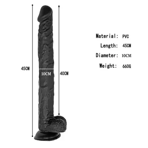 18 inch Extra Large Black Dildo with Suction Cup