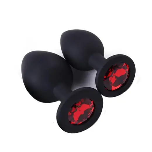 2 Pcs Silicone Jeweled Anal Butt Plugs