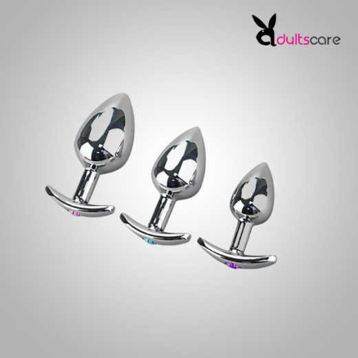 3PCS Colorful Metal Jeweled Shaped Anal Plug Diamond Prostage Massager