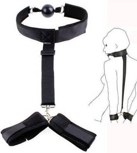 Collar Ring Mouth Gag & Handcuffs Restraints