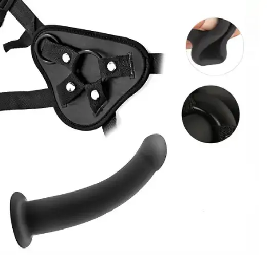 6 Inch Curved with Suction Cup Flexible Smooth Silicone Anal Dildo With Belt