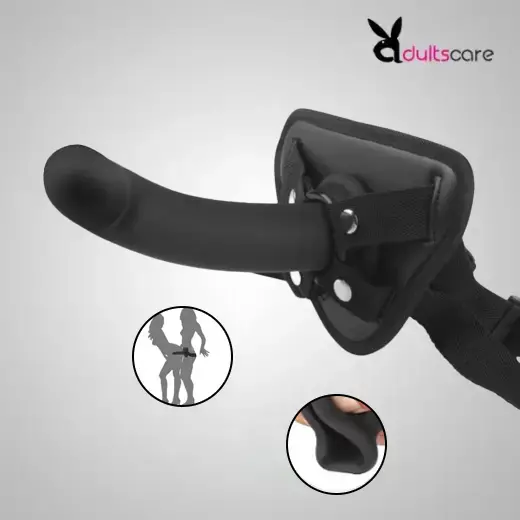 6 Inch Curved with Suction Cup Flexible Smooth Silicone Anal Dildo With Belt