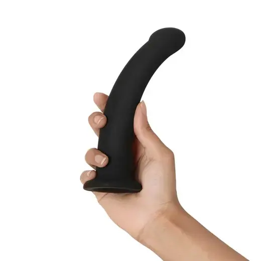 6 Inch Curved with Suction Cup Flexible Smooth Silicone Anal Dildo for Men and Women