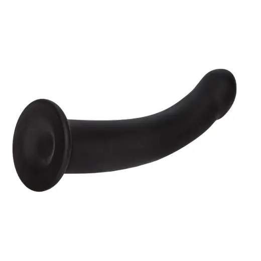 6 Inch Curved with Suction Cup Flexible Smooth Silicone Anal Dildo for Men and Women