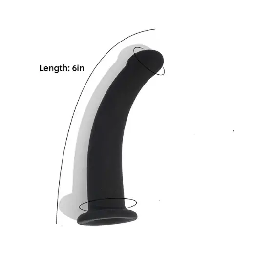 6 Inch Curved with Suction Cup Flexible Smooth Silicone Anal Dildo for Men and Women