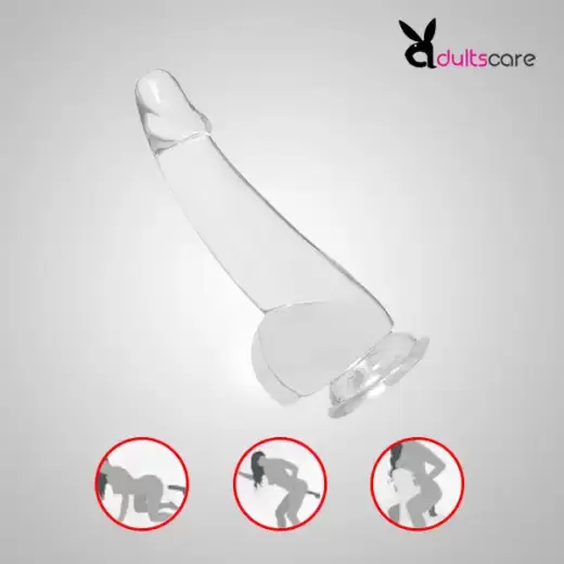 8.5 Inch Transparent Thick Anal Dildo with Strong Suction Cup