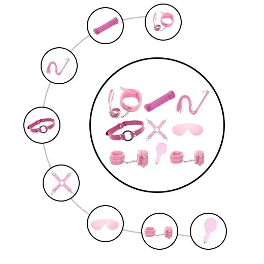 9Pcs Luxury Pink BDSM Kit