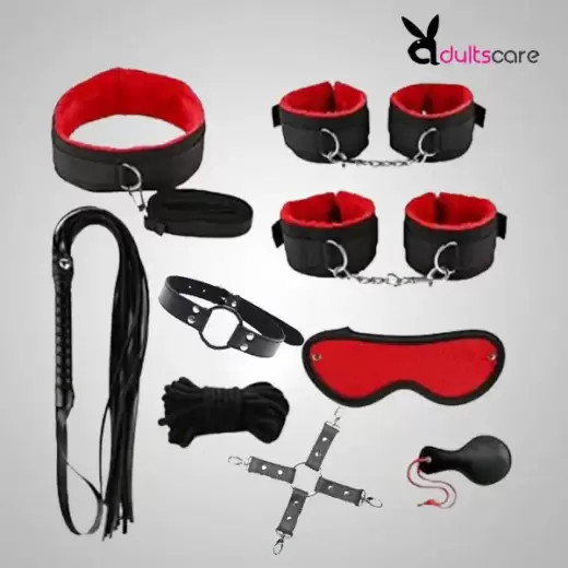 9Pcs Luxury Black/Red BDSM Kit