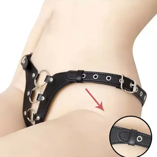 Female Adjustable Chastity belt Leather Bondage Panty