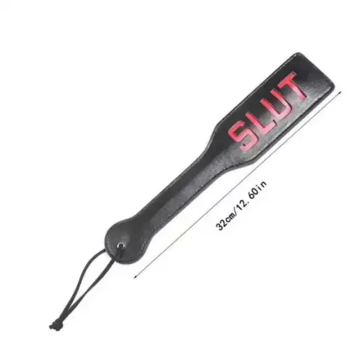 Adult Game SLUT PU Leather Hand Shank Whip (Pink /Black/Red)