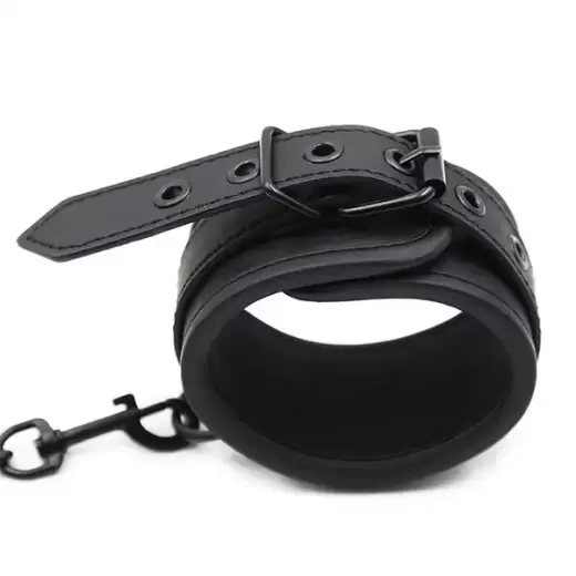 Black Leather BDSM Bondage Handcuffs