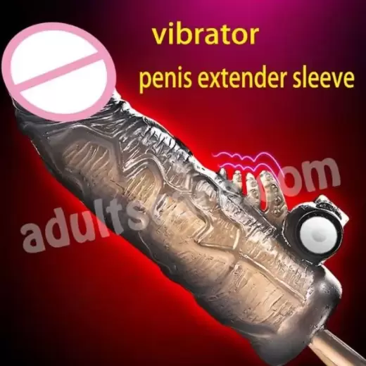 Black Penis Extender Sleeve Delay Ejaculation with vibration