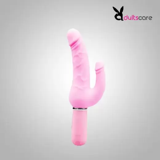 Pink Double Penetration Penis Shaped Dildo Vibrator