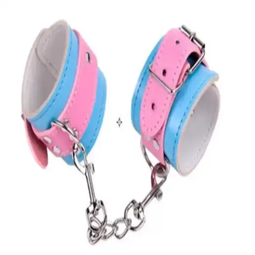 Bondage Restraints Blue & Pink PU Leather Hand Cuffs