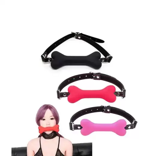 Dog Bone Neck Strap Sex Toys Leather Mouth Gag