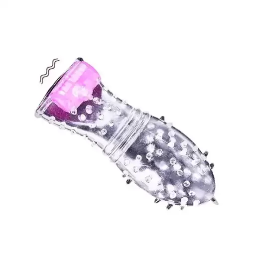Dotted Crystal Condom Sleeve with Vibration Mode