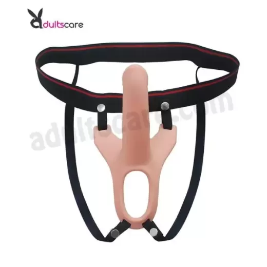 Elastic Harness Hollow Strap-on Silicone Curved Dong Dildo