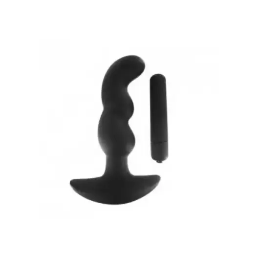 Electric Shock Silicone Vibrating Black Anal Plug