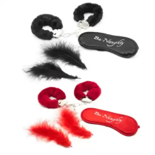 Eye Mask Feather Toys Furry Handcuff 3Pcs Sex Toys Set